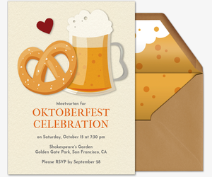 Online Oktoberfest Party Invitations Evite Beer And Pretzel Invitation
