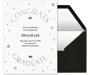 Graduation Stars and Caps graduation invitation