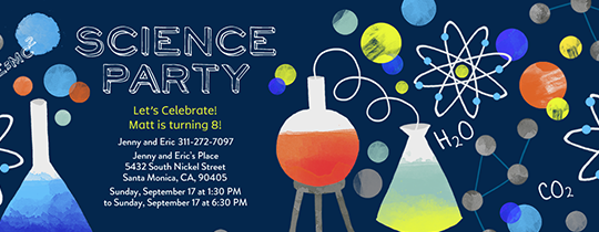 invitations free ecards and party planning ideas from evite science party invitation template